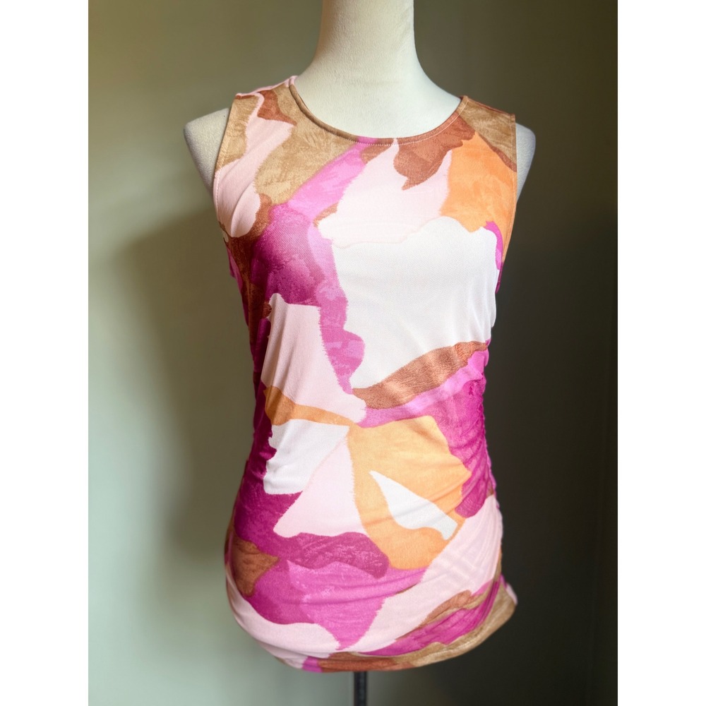 HALOGEN Abstract Print Sleeveless Tank Top‎ M y2k fairy boho whimsi pink